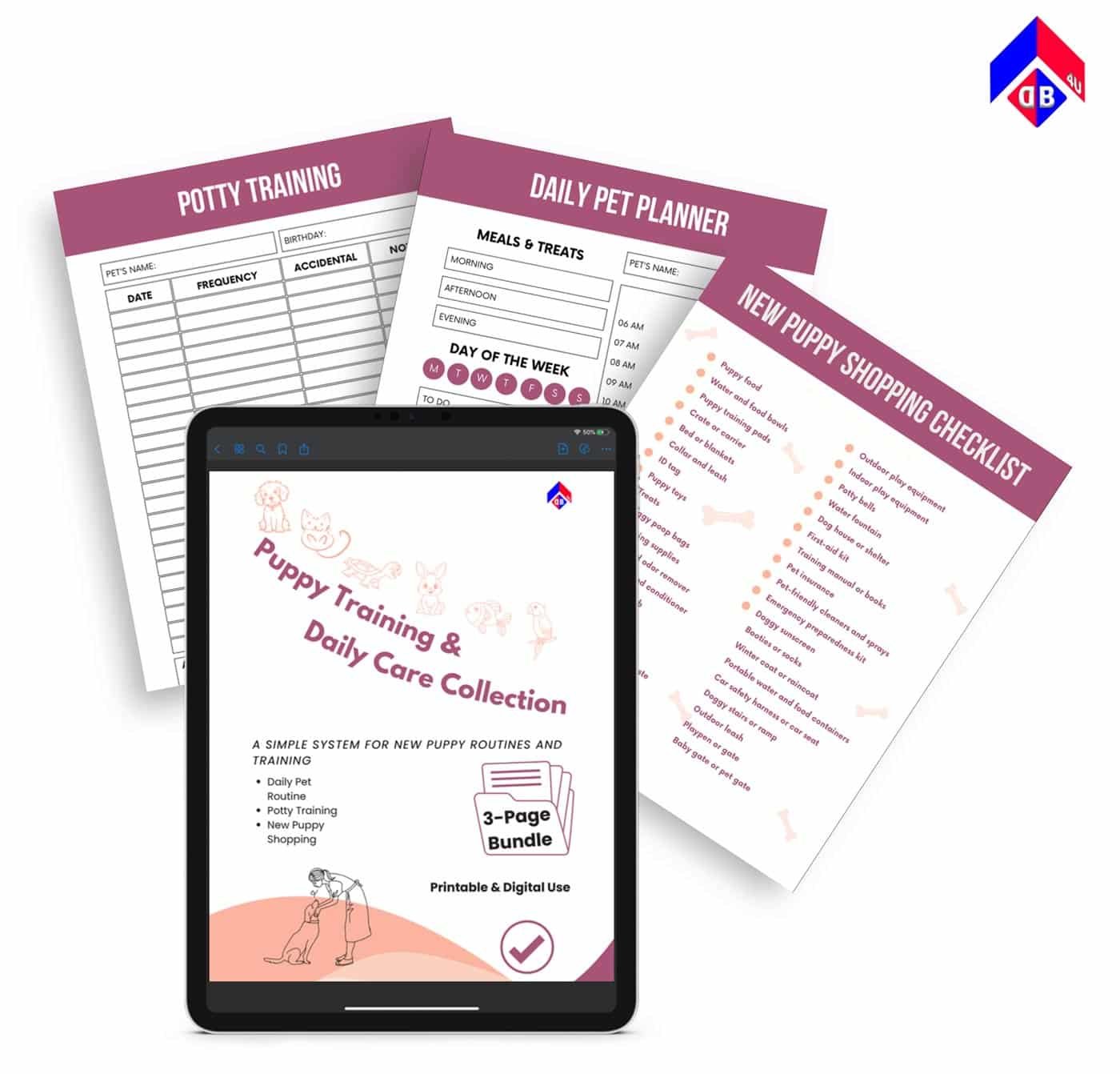 Potty-Training Bundle. Printable & digital-friendly PDF, One-page planners (print or reuse as needed), Instant digital download