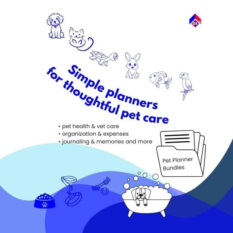Simple pet planners, printable PDF Files.