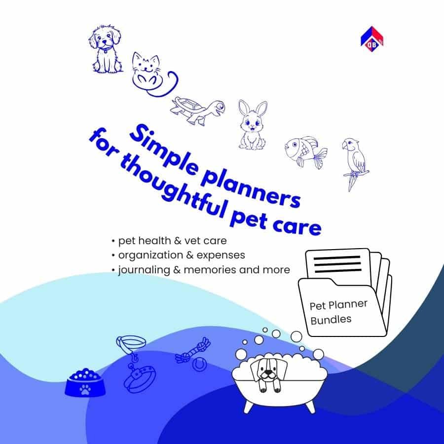 Simple pet planners, printable PDF Files.